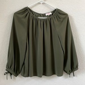 {GB Girls} Olive Green Blouse w/ 3/4 Sleeve